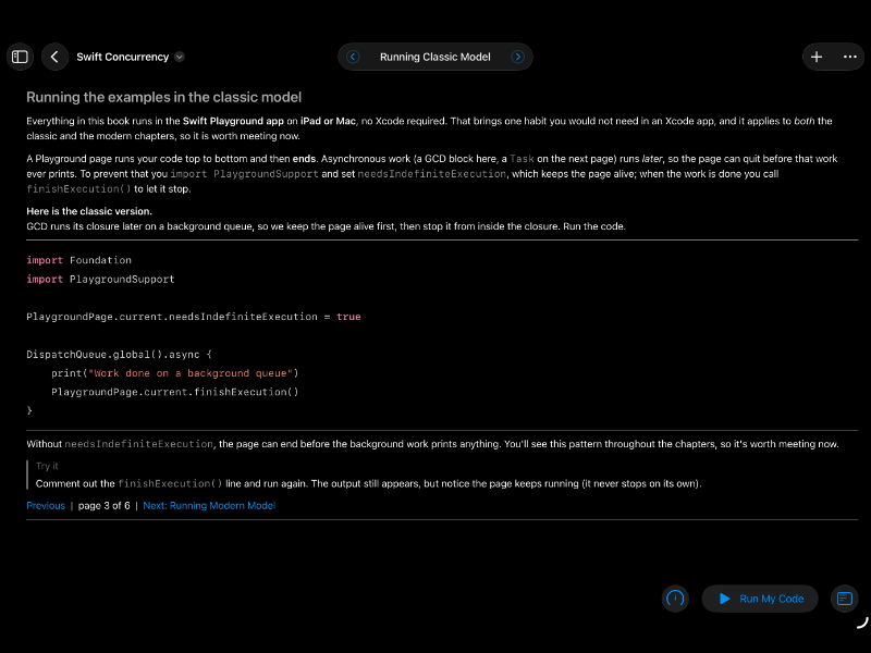Screenshot preview of Swift Concurrency