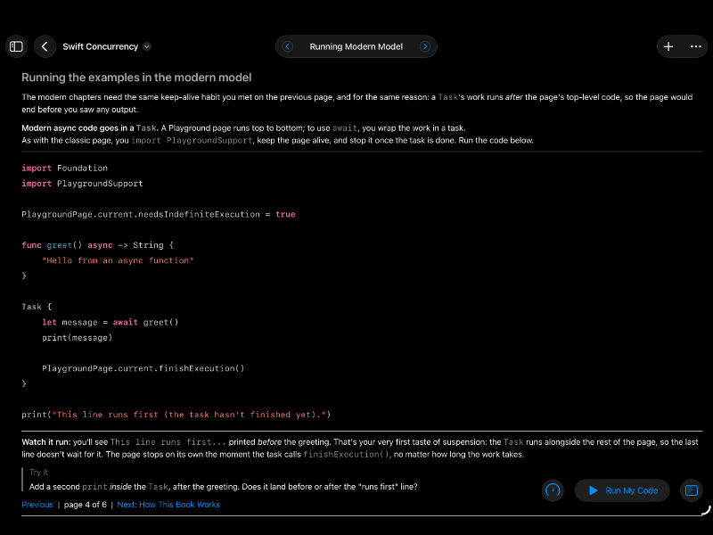 Screenshot preview of Swift Concurrency
