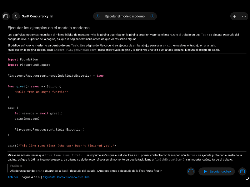 Screenshot preview of Swift Concurrency